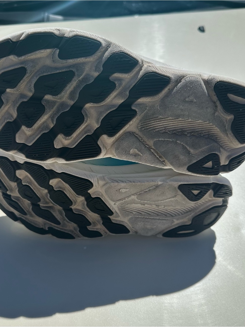 Hoka White Running Shoes with Yellow, Blue & Pink Accents - Picture 5 of 6